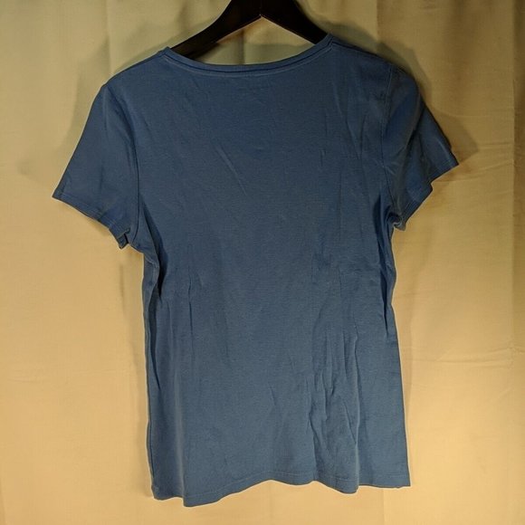 Croft & Barrow Blue V-Neck Short Sleeve T-Shirt Top Women S Small 100% Cotton - Picture 8 of 10
